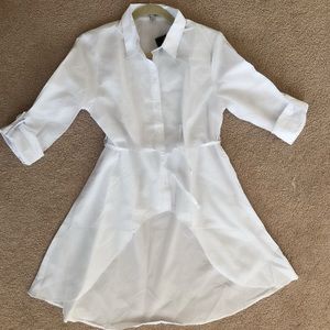 White Cotton Fashion Nova High-Low Shirt